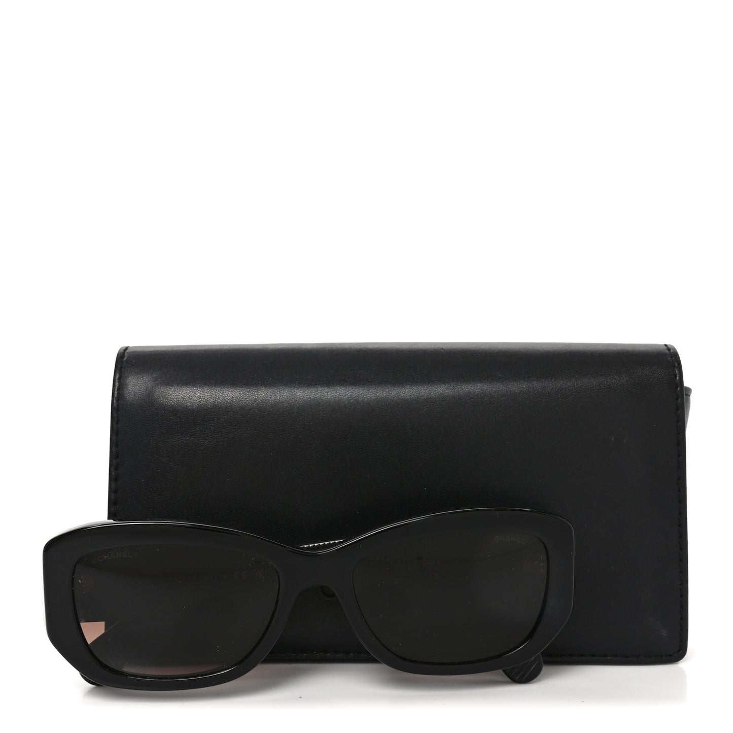 Acetate Rectangle Sunglasses 5493-A Black Brown