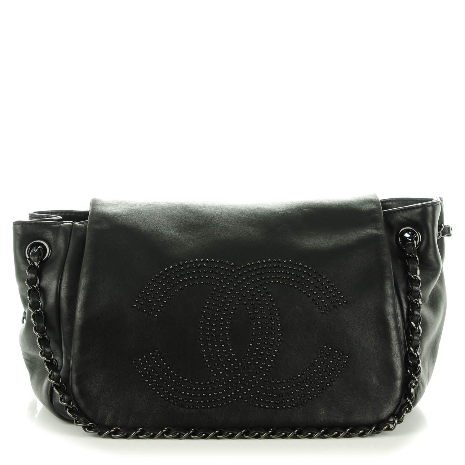 Chanel Lambskin Studded Accordion CC Flap Black 1 of 7