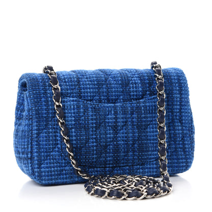 Chanel Tweed Quilted Mini Rectangular Flap Navy Blue 3 of 11