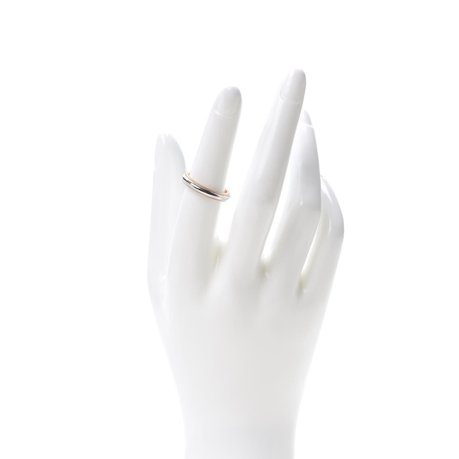 Tiffany Platinum 18K Rose Gold 3mm Milgrain Band Ring 53 6.5 2 of 4