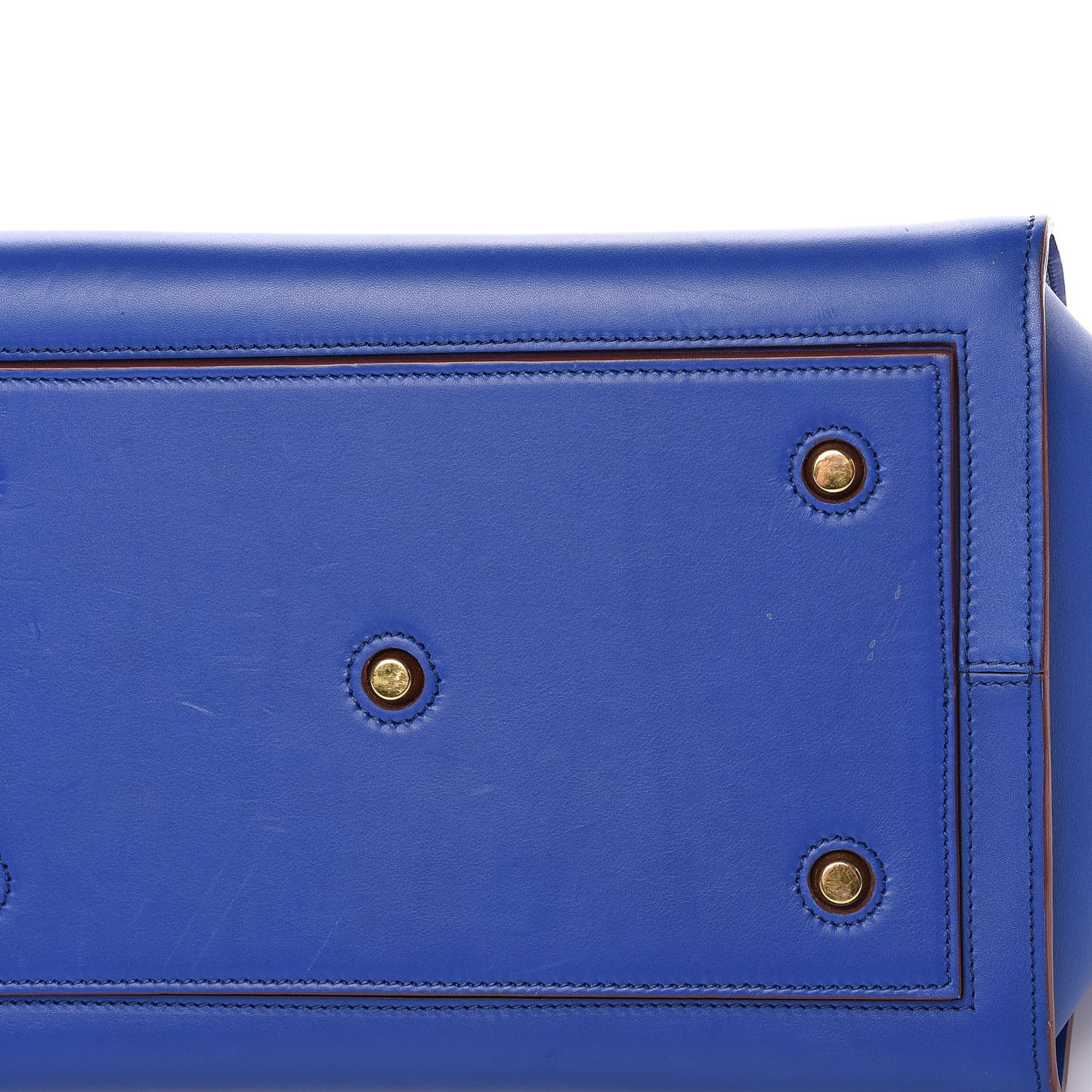 Natural Calfskin Large Tie Knot Tote Royal Blue