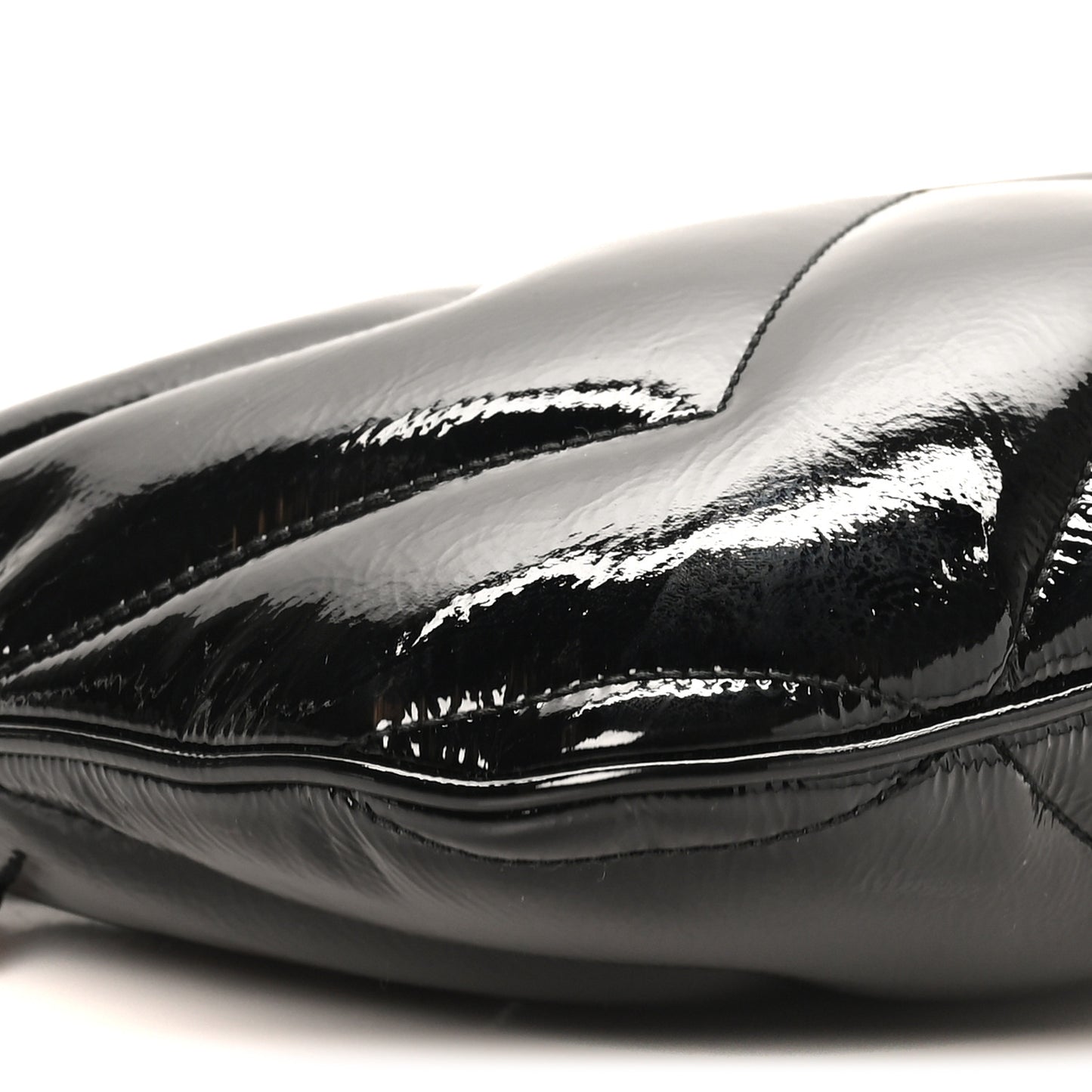 Patent Calfskin Matelasse GG Marmont Half Moon Hobo Black