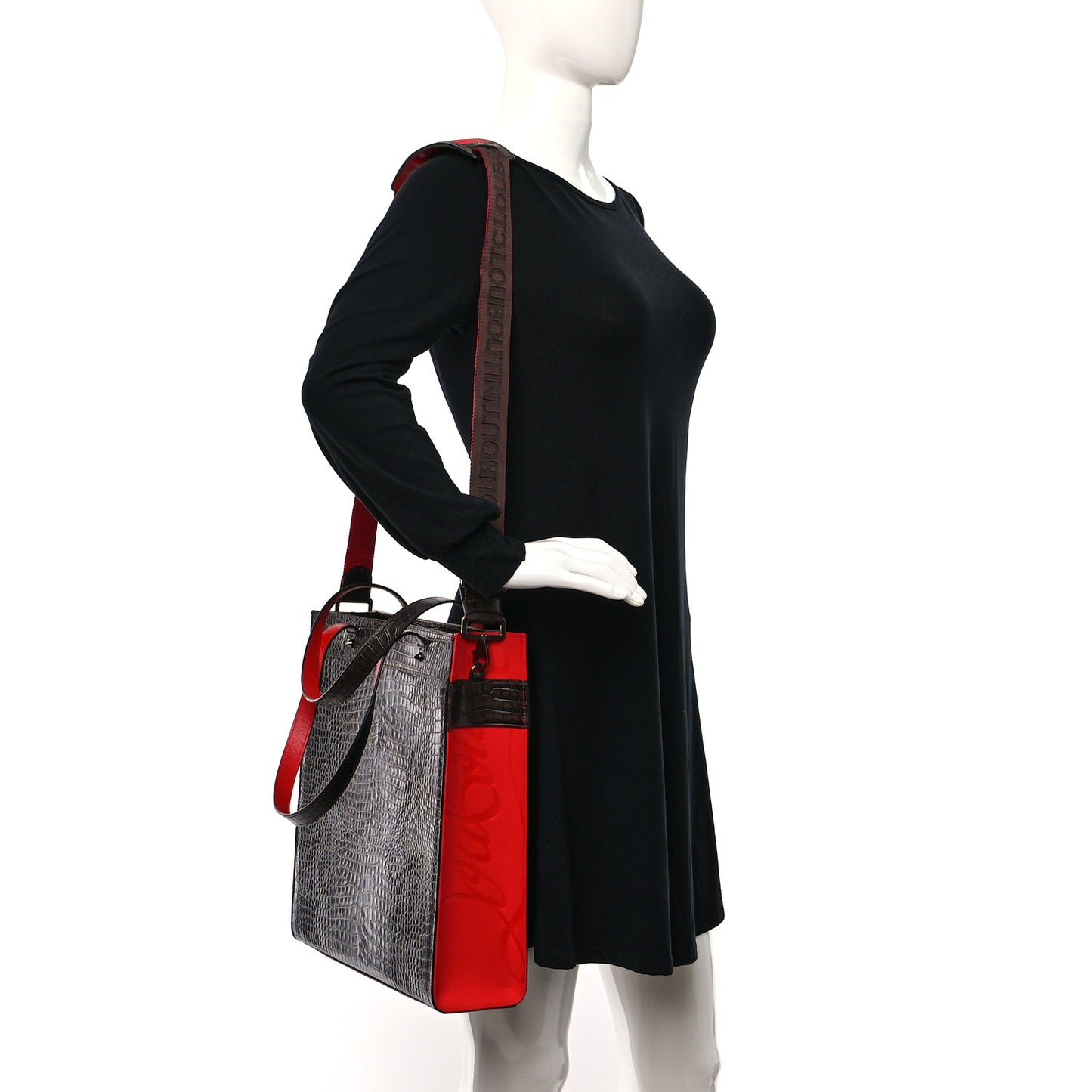 Calfskin Crocodile Embossed Ruistote Tote Expresso