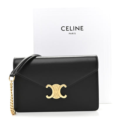 Celine Shiny Calfskin Triomphe Margo Wallet on Chain Black 12 of 12