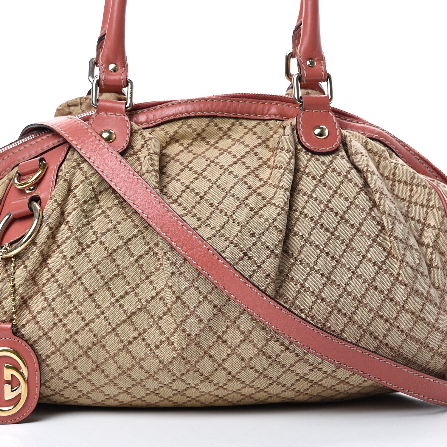 Gucci Diamante Medium Sukey Boston Interlocking G Charm Bag Pink 7 of 17