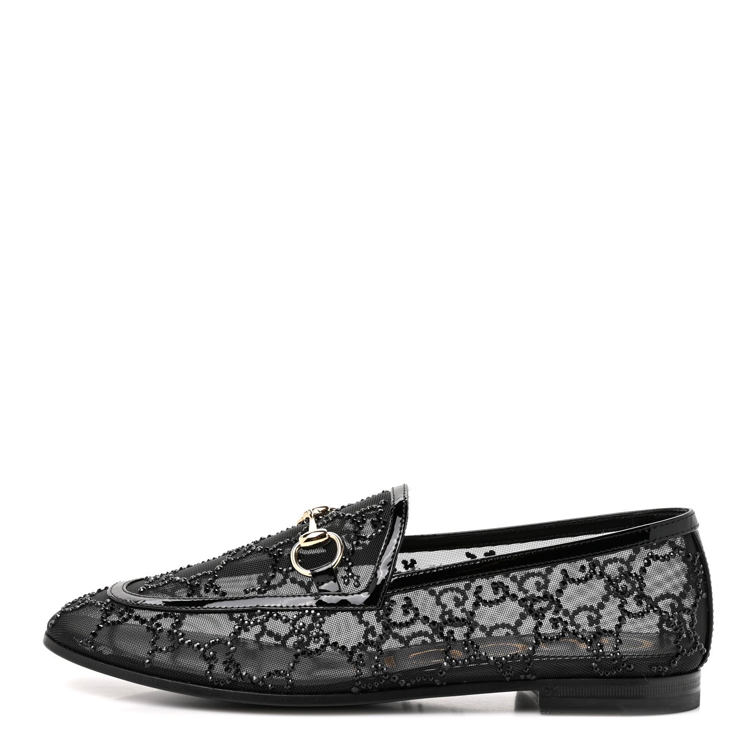 Gucci Tela Retino Kid Scamosciato Crystal GG Monogram Jordaan Loafer 35.5 Black 1 of 9