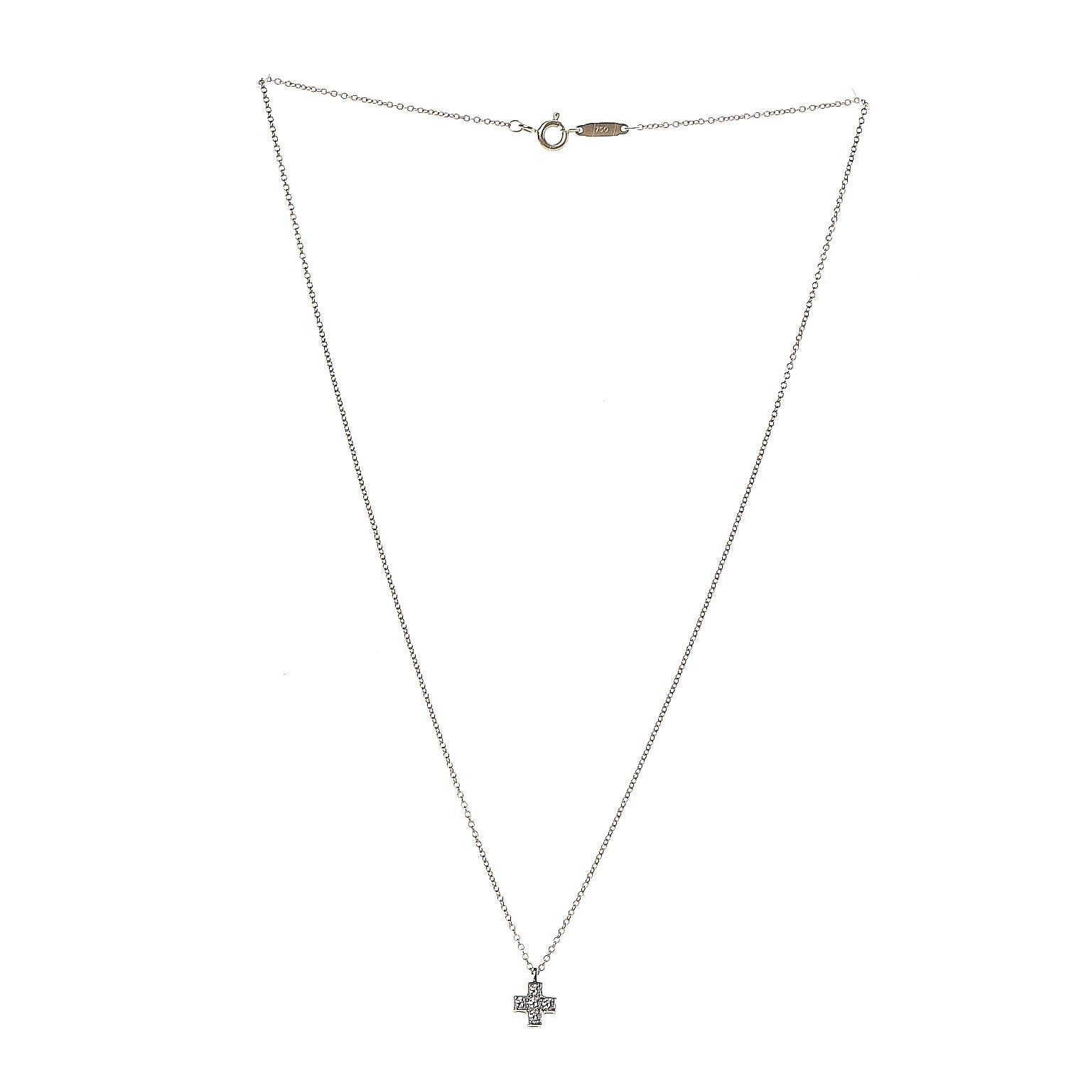Tiffany 18K Yellow Gold Platinum Diamond Cruciform Cross Pendant Necklace 3 of 7