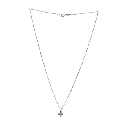 Tiffany 18K Yellow Gold Platinum Diamond Cruciform Cross Pendant Necklace 3 of 7
