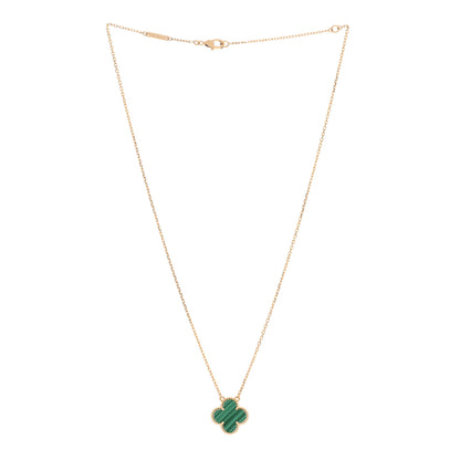 Van Cleef & Arpels 18K Yellow Gold Malachite Vintage Alhambra Pendant Necklace 2 of 4