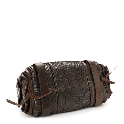 Chloe Snakeskin Silverado Shoulder Bag Dark Brown 6 of 17