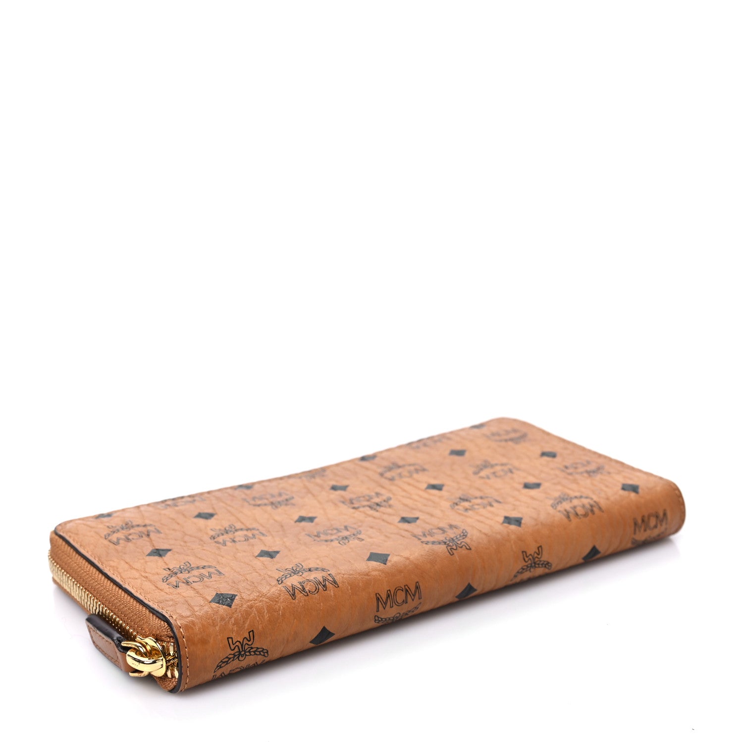 MCM Visetos Large Zip Around Wallet Cognac 4 of 7