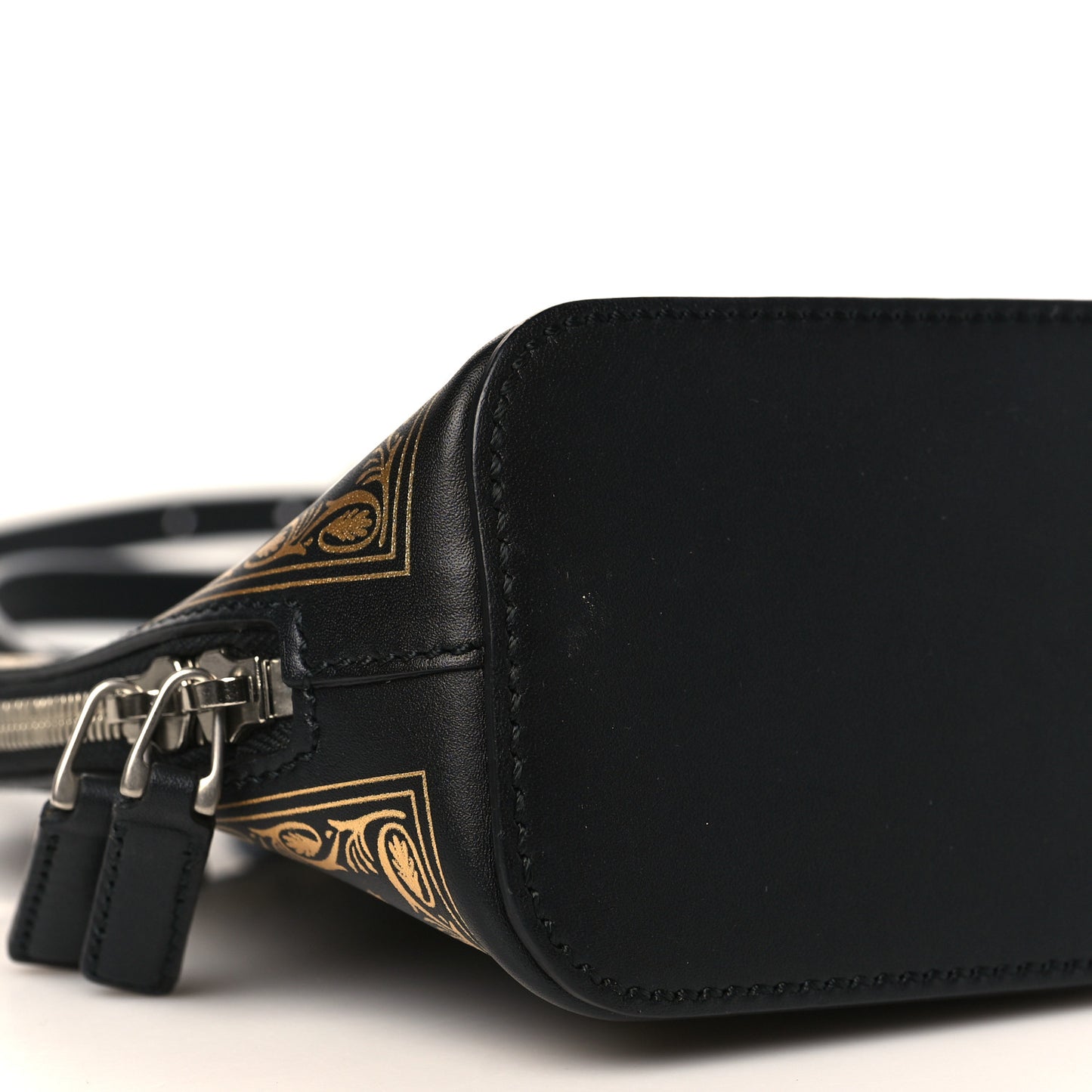 X SEGA Calfskin GUCCY Stars Mini Dome Shoulder Bag Black Gold