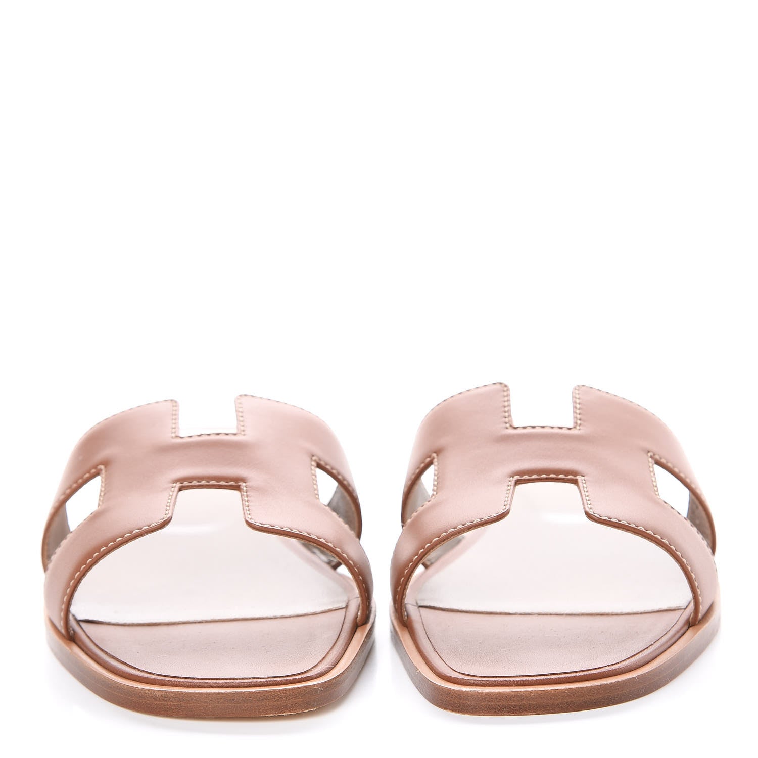 Hermes Box Calfskin Oran Sandals 37.5 Gold 2 of 7