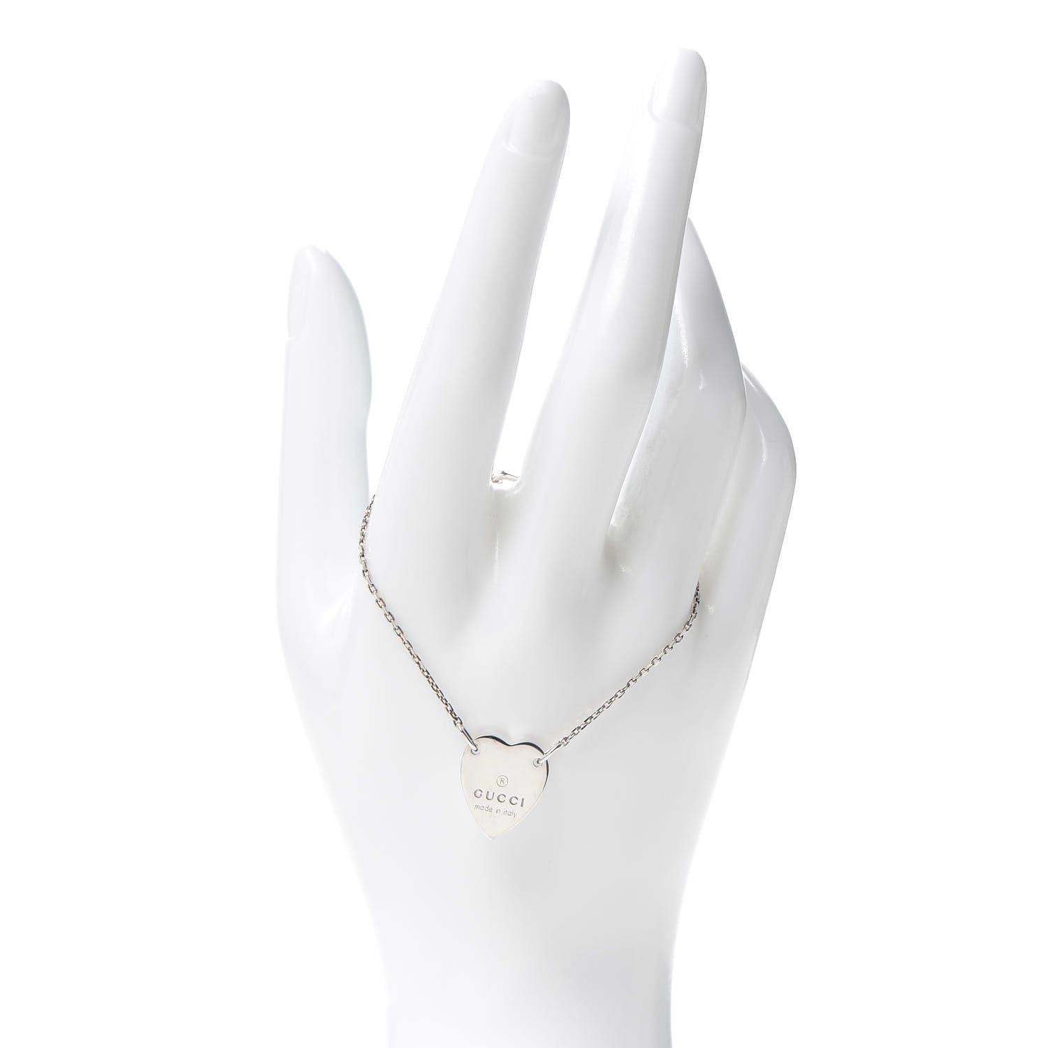 Gucci Sterling Silver Trademark Heart Bracelet 2 of 6