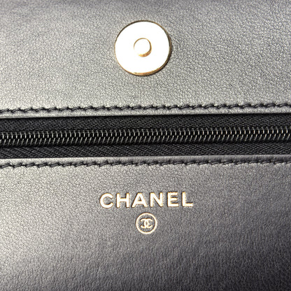 Chanel Lambskin Quilted Wallet On Chain WOC Black 6 of 10