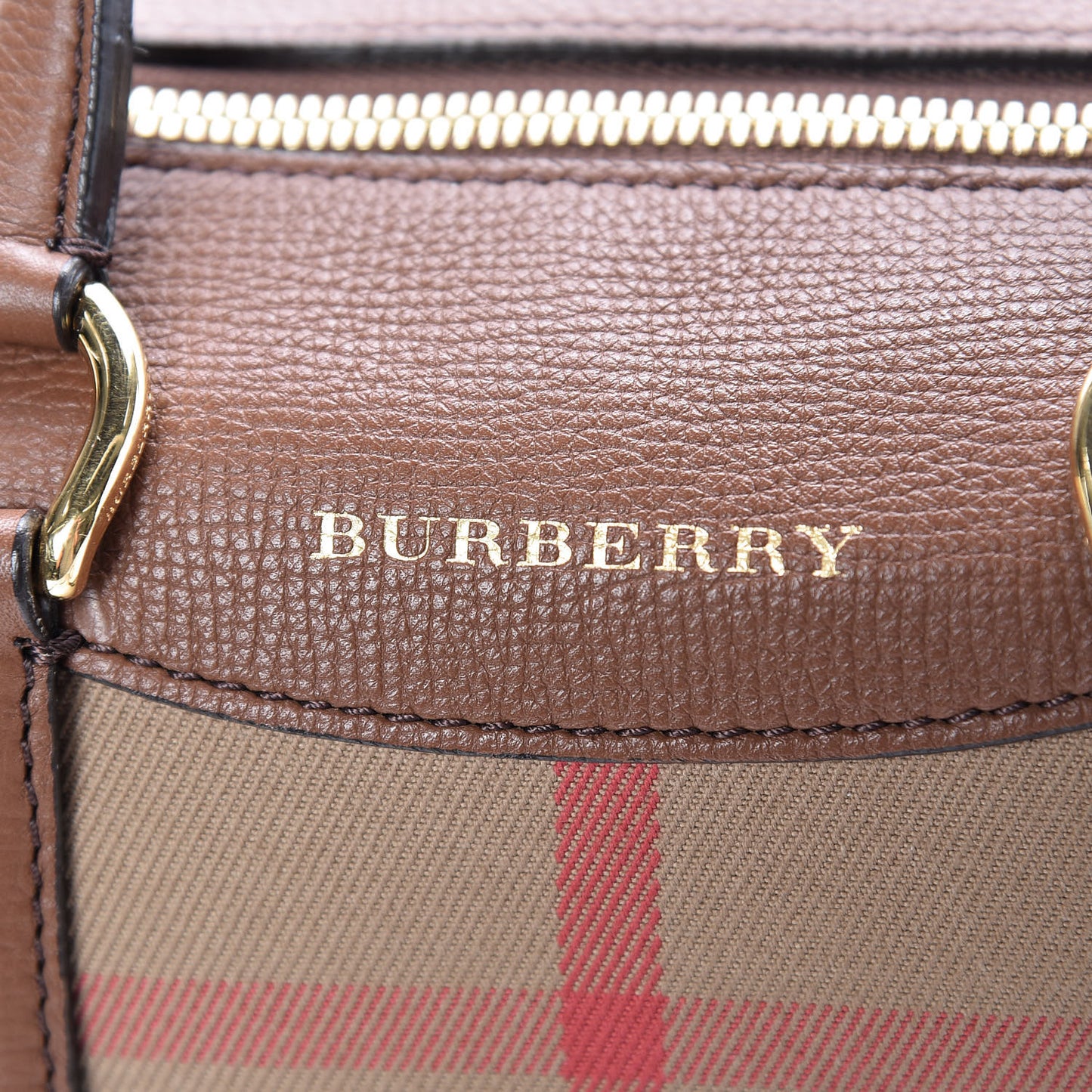 House Check Derby Calfskin Small Alchester Bowling Bag Tan