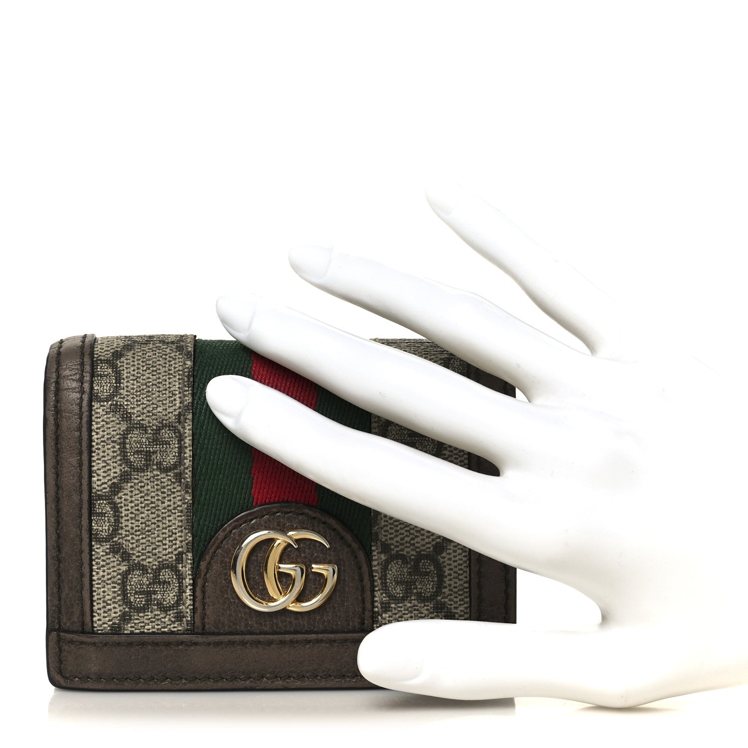 Gucci GG Supreme Monogram Web Ophidia Card Case Beige New Acero 2 of 11