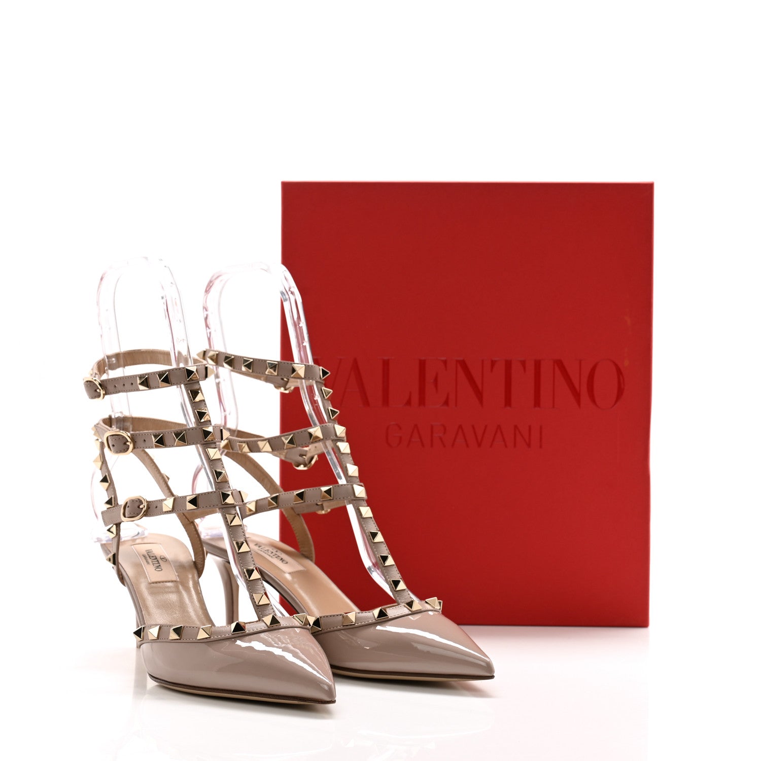 Valentino Garavani Patent Rockstud 90mm Cage Mules 38.5 Poudre 9 of 9