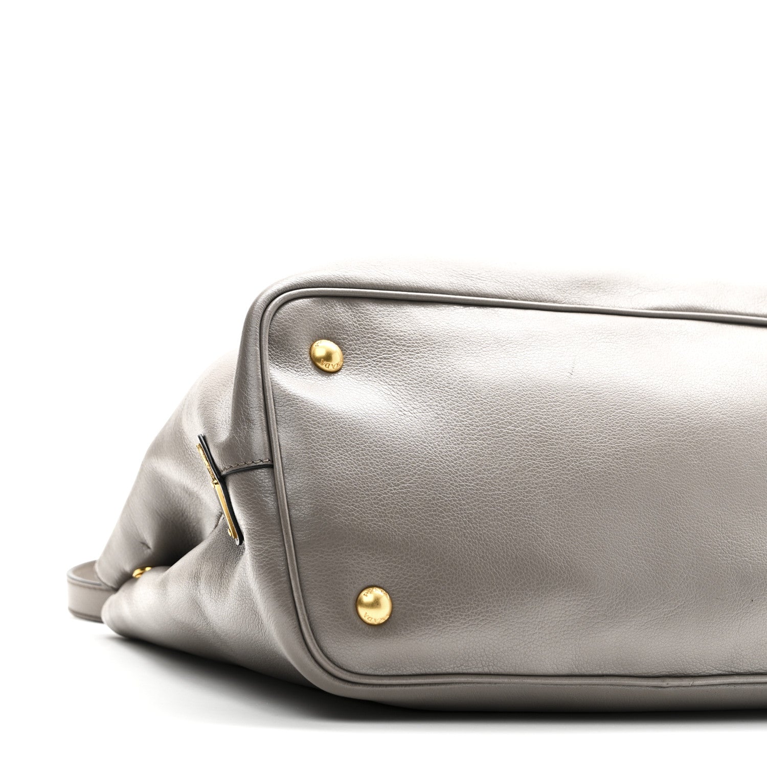 Prada Glace Calfskin Embossed Logo Tote Argilla 8 of 9