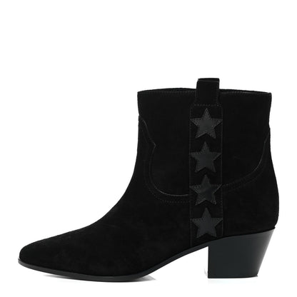 Saint Laurent Suede Rock 40 Stars Ankle Boots 35 Black 1 of 7