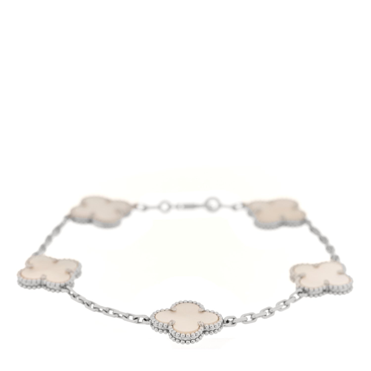 Van Cleef & Arpels 18K White Gold Mother of Pearl 5 Motifs Vintage Alhambra Bracelet 1 of 4