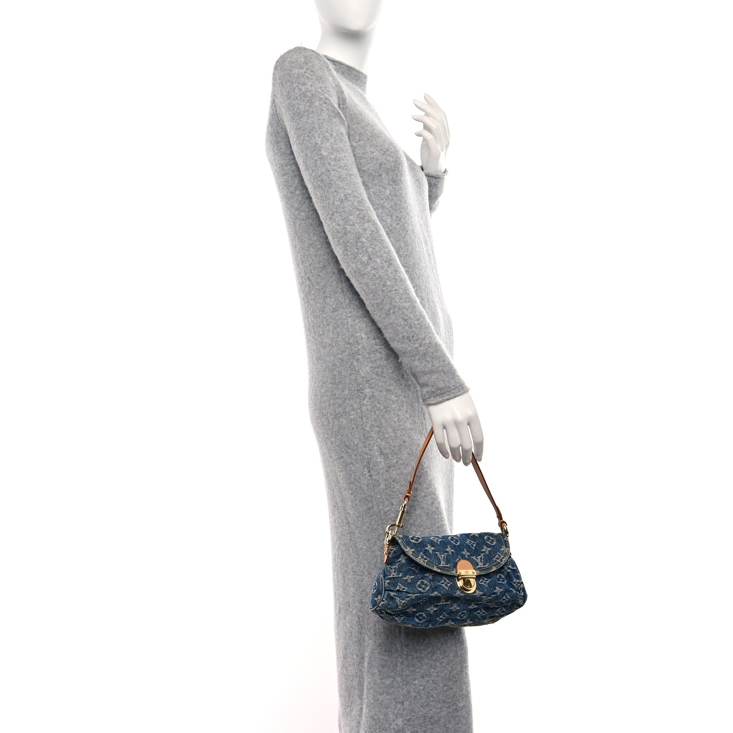 Monogram Denim Mini Pleaty Blue