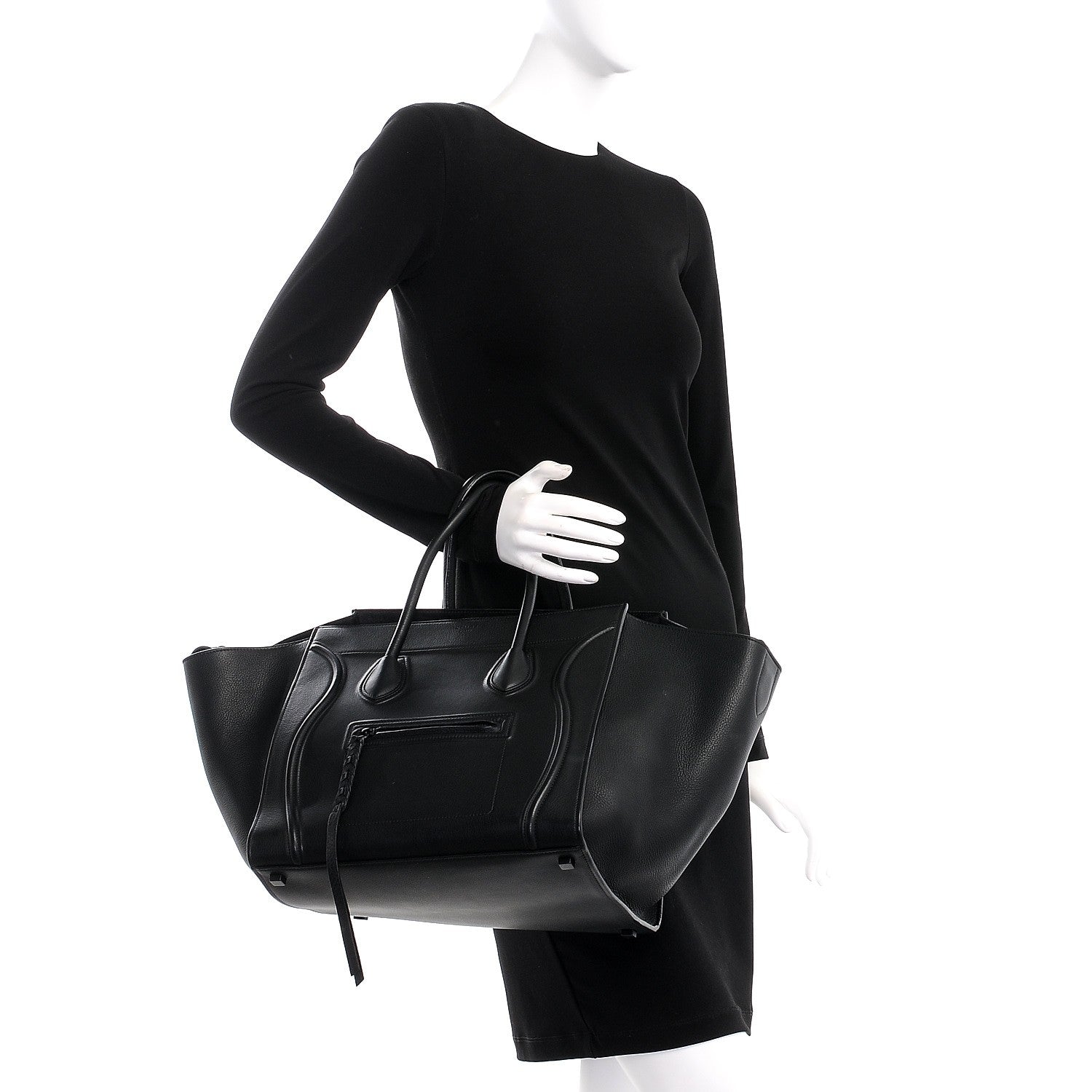 Celine Supple Calfskin Medium Phantom Luggage Black 2 of 7