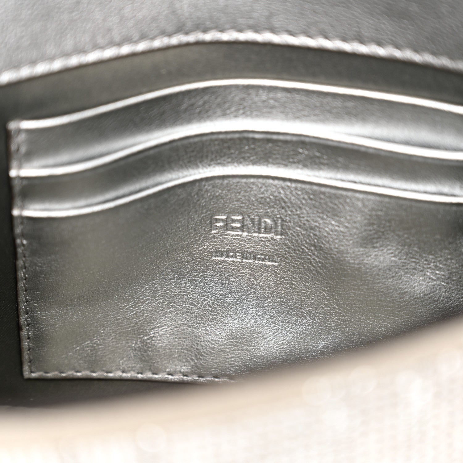 Fendi Crystal Vitello Laminato FF Mini Baguette Crystal Argento 6 of 13