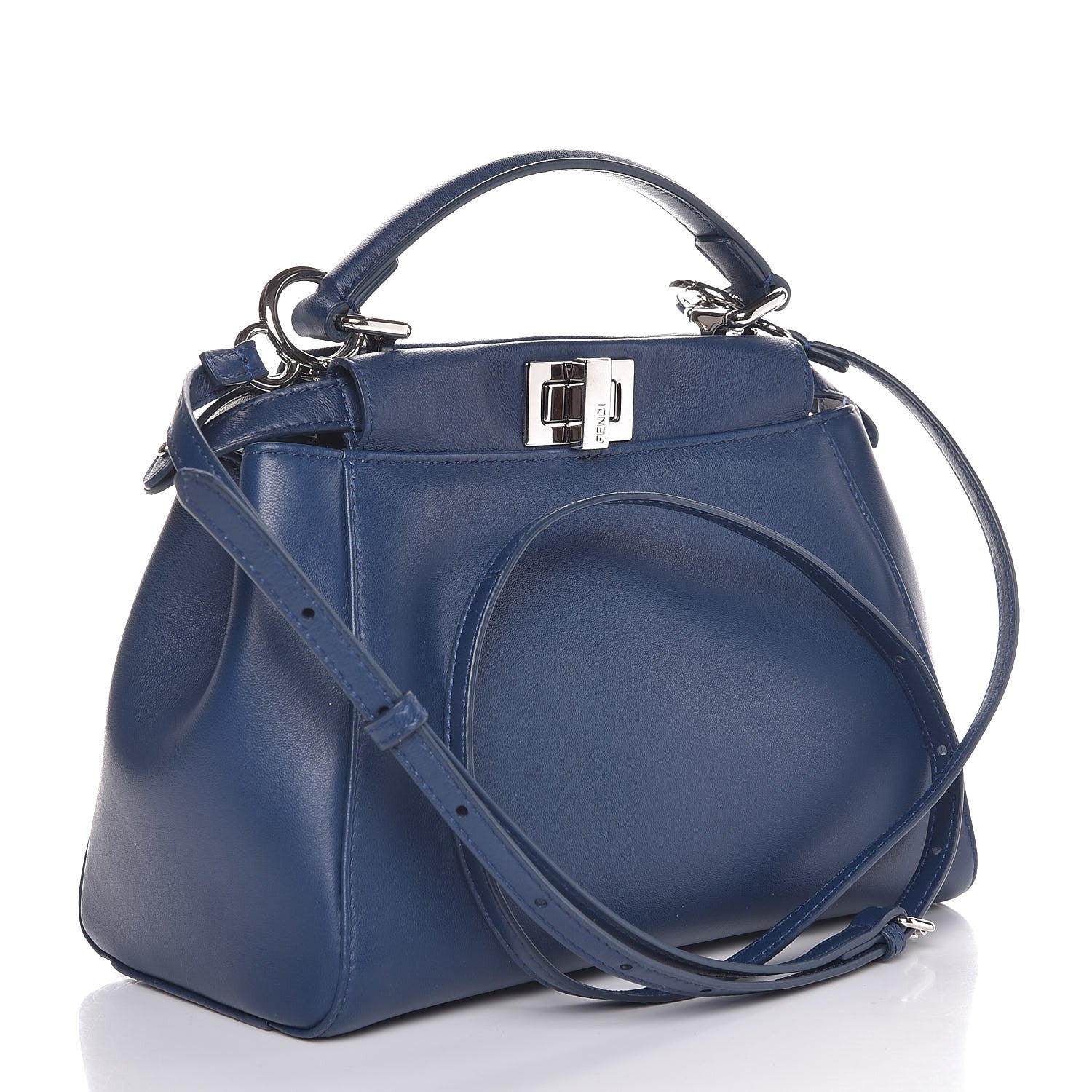 Fendi Nappa Mini Peekaboo Iconic Satchel True Blue 4 of 9
