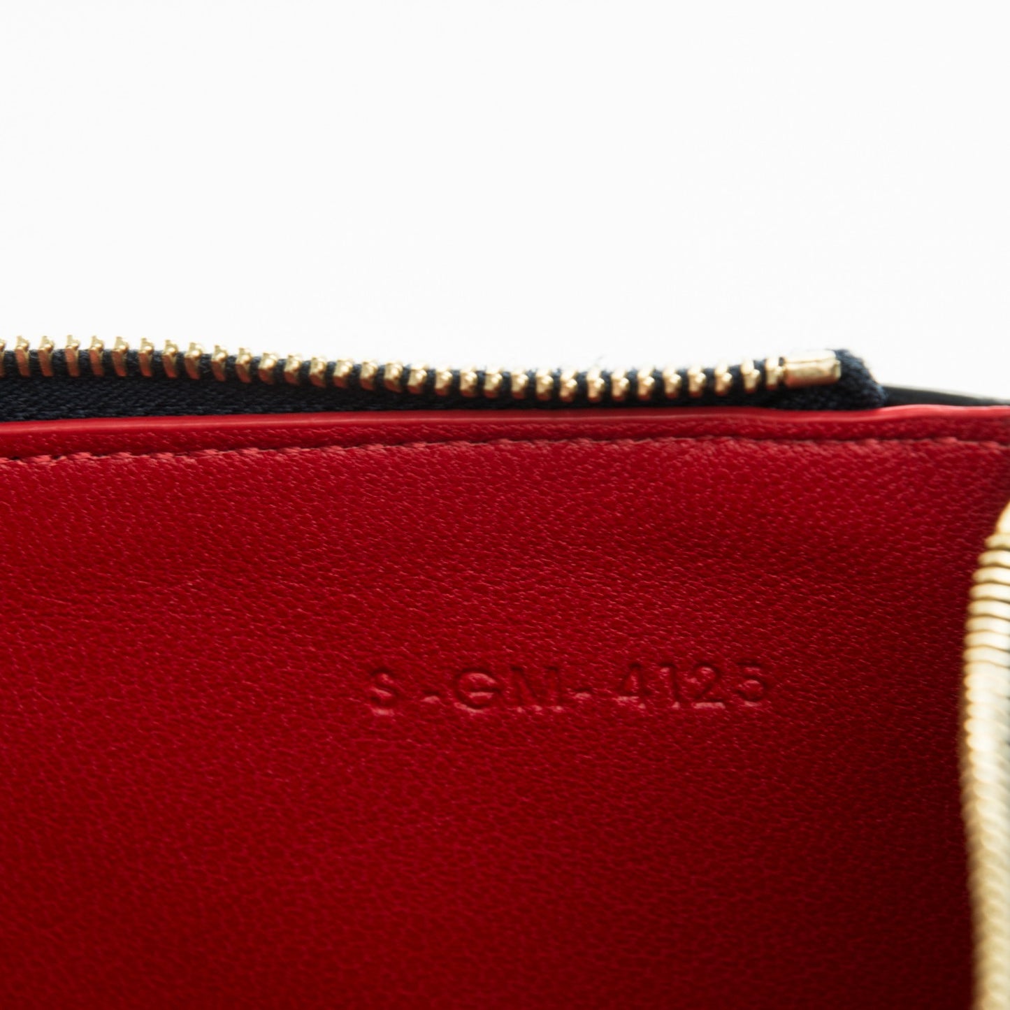 Smooth Calfskin Perforated Bi-Color Clutch Pouch Navy Blue
