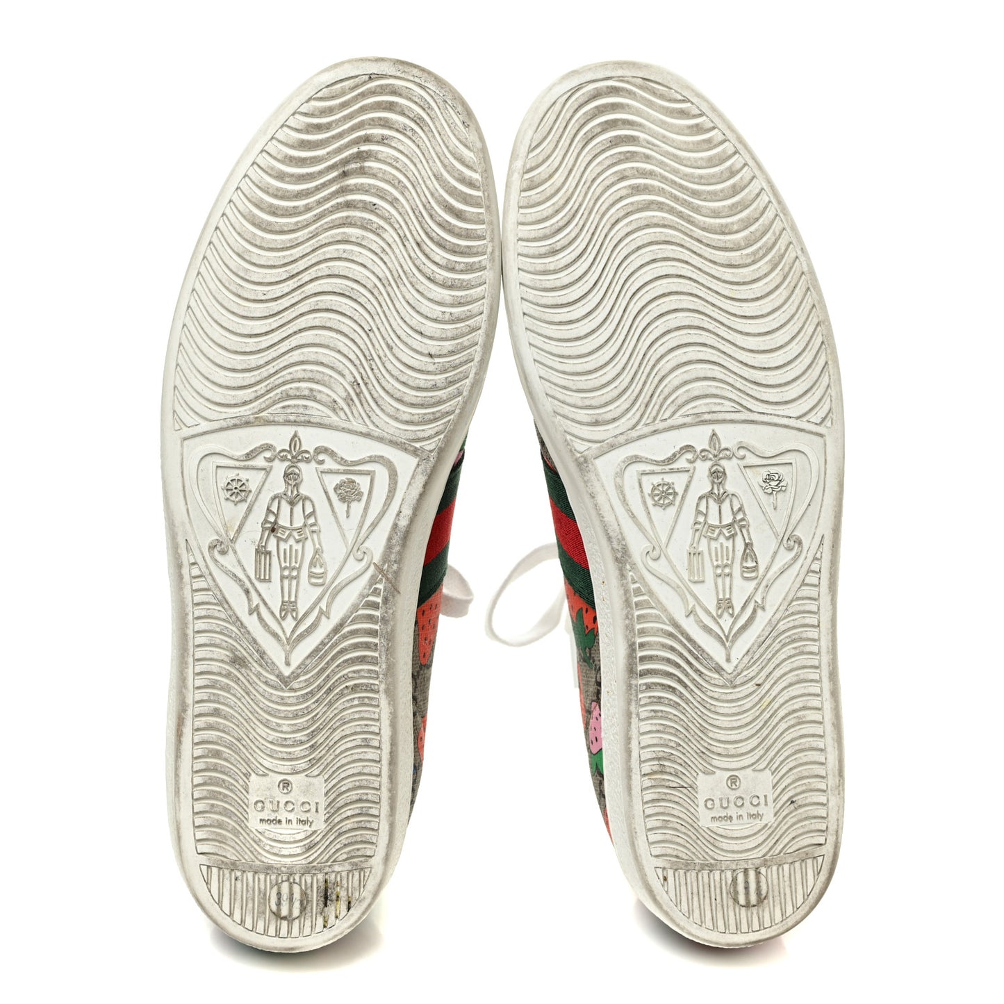 GG Supreme Monogram Strawberry Web Womens Ace Sneakers 39.5 Beige Multicolor Red Green