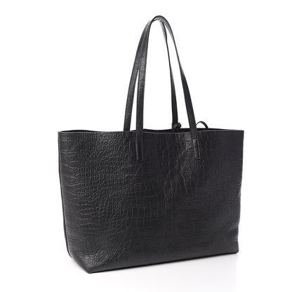 Saint Laurent Calfskin Crocodile Embossed Large Shopper Tote Black 4 of 11
