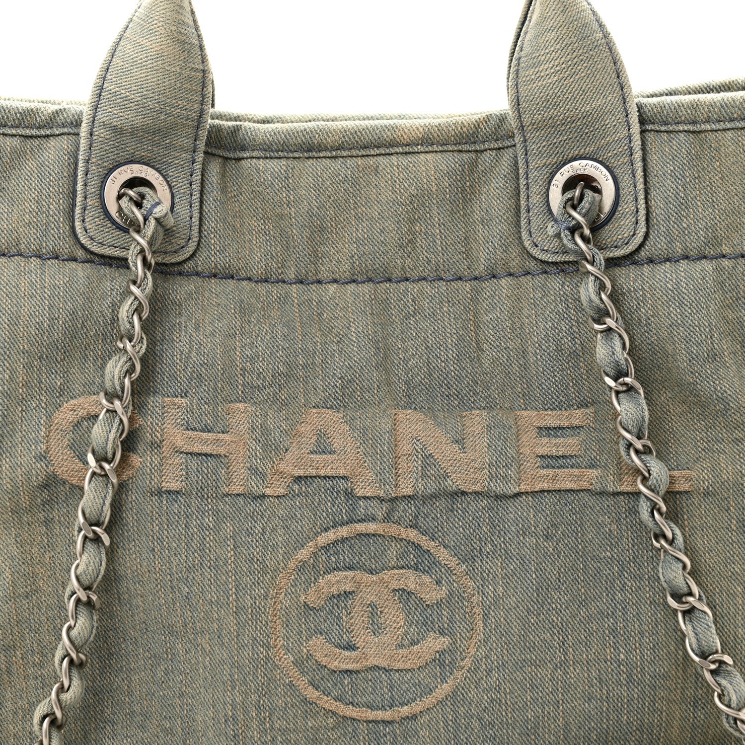 Chanel Denim Small Deauville Tote  Light Blue 9 of 12