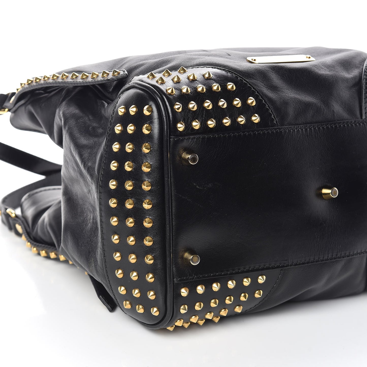 Lambskin Bridle Studs Small Canterbury Tote Black