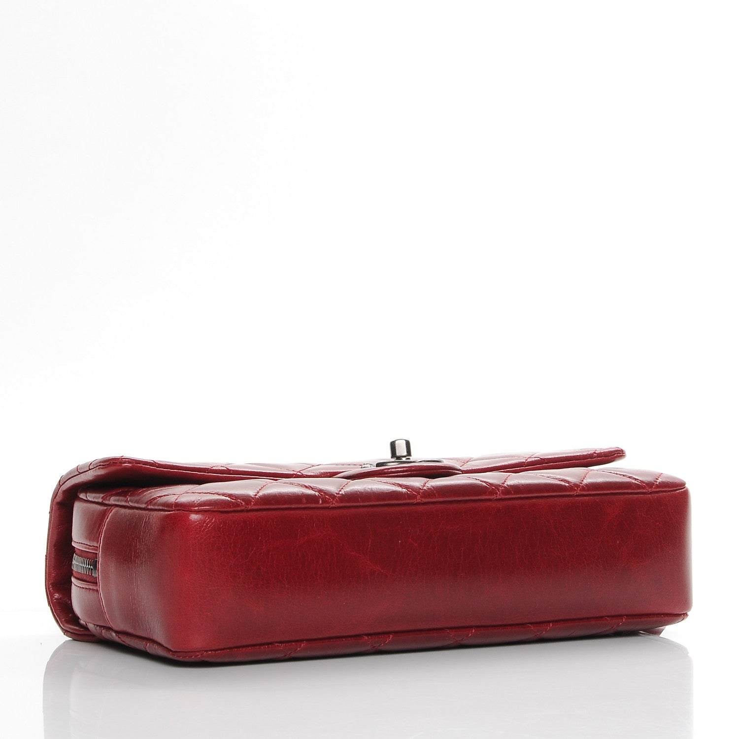 Chanel Glazed Calfskin Quilted Medium Duo Color Flap Dark Red 4 of 13