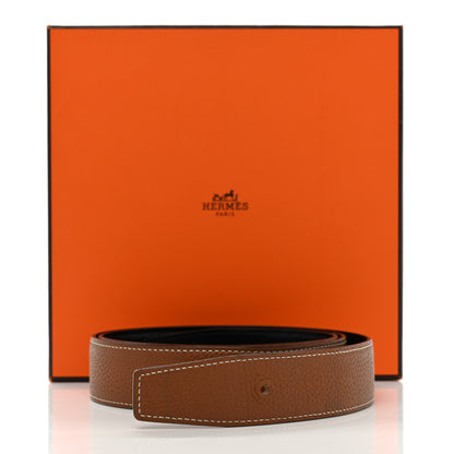 Hermes Box Togo 32mm Belt Strap 90/36 Black Gold 9 of 9
