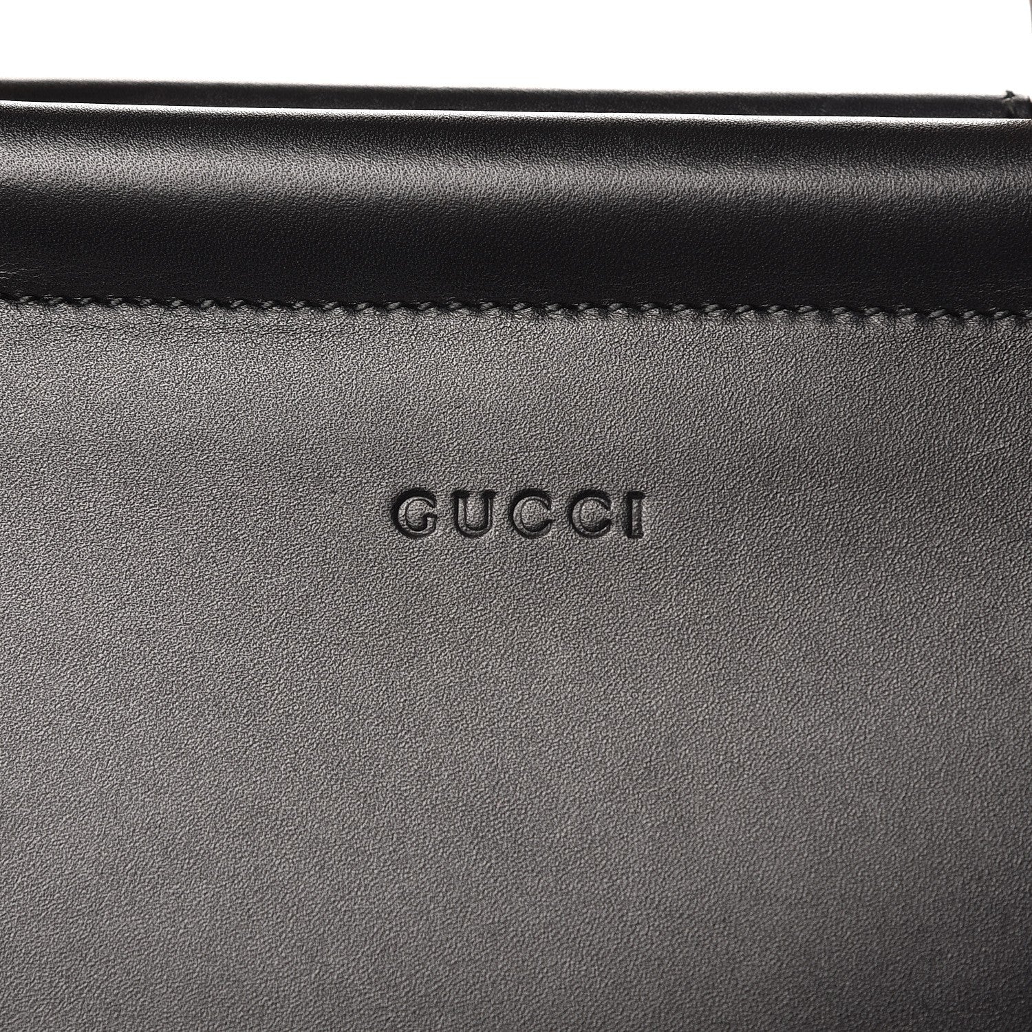 Gucci Nappa Bamboo Medium Nymphaea Top Handle Bag Black 10 of 14
