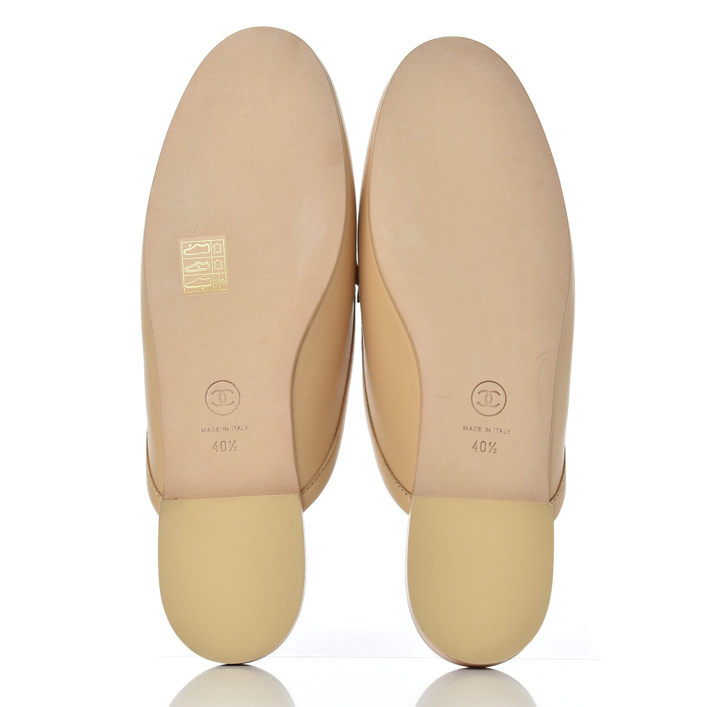 Lambskin Pearl CC Mules 40.5 Beige