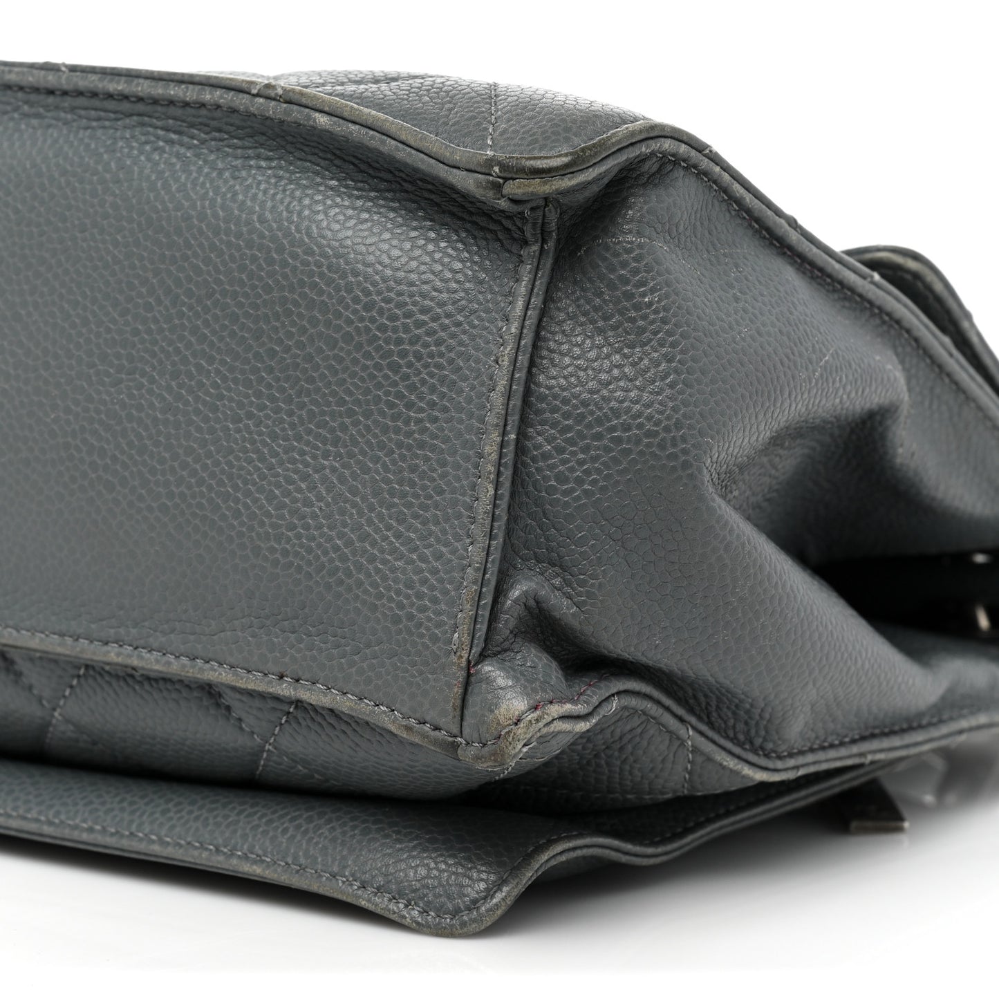 Caviar Quilted Large Retro Class Flap Grey