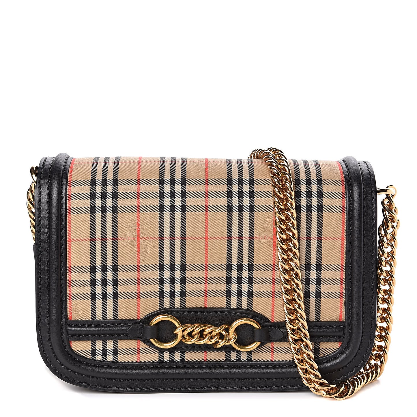Smooth Calfskin 1983 Knight Check Link Shoulder Bag Black