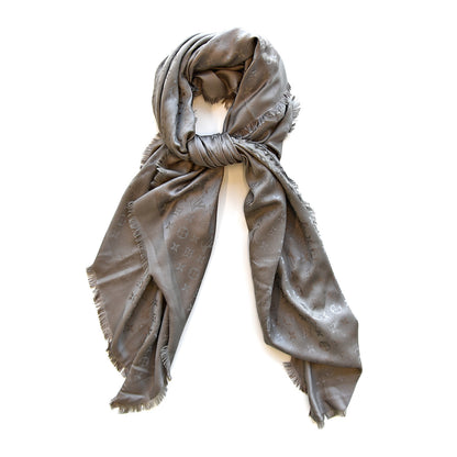 Louis Vuitton Silk Wool Monogram Shawl Beige 1 of 5