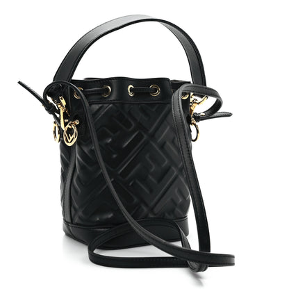 Fendi Vitello Liberty F is Fendi FF 1974 Embossed Mini Mon Tresor Bucket Bag Black 3 of 11