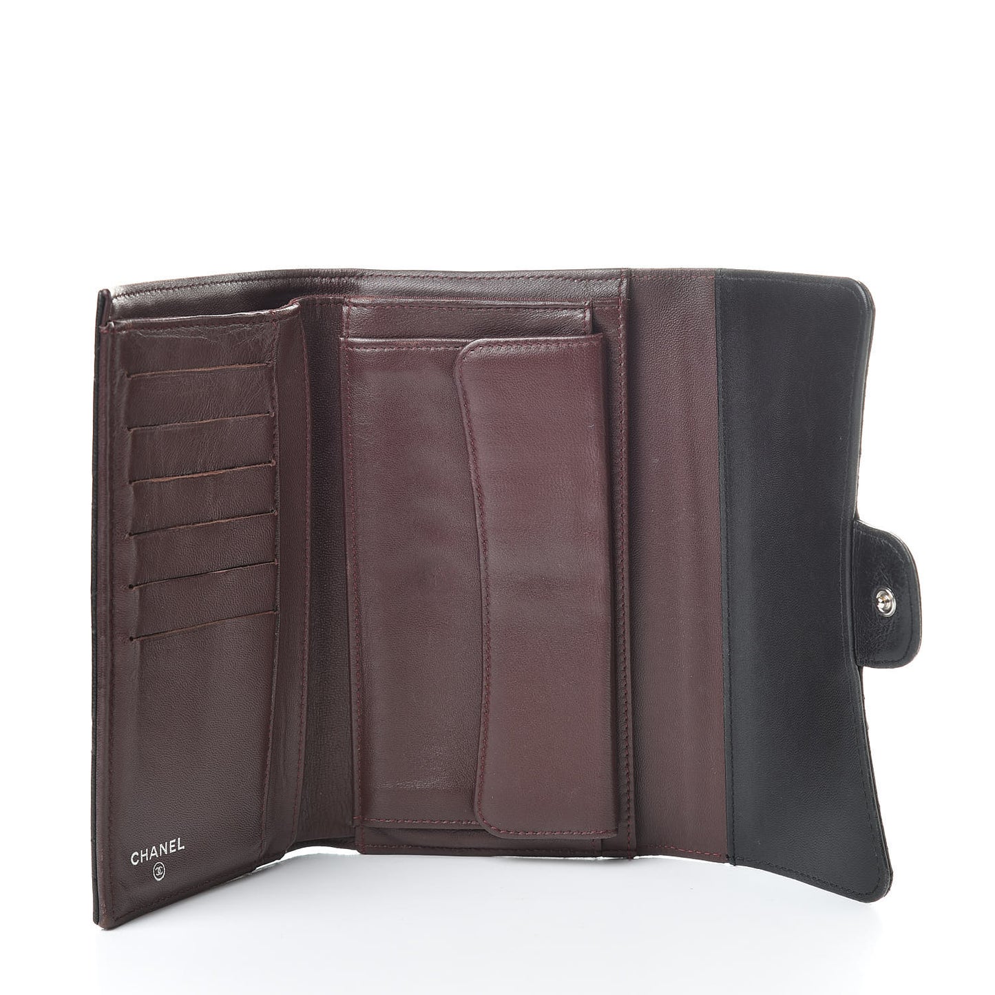 Lambskin Quilted Large Flap Wallet Black