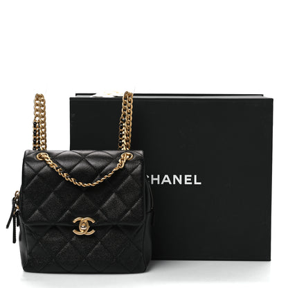 Chanel Shiny Caviar Quilted Chain Melody Backpack Black 12 of 12