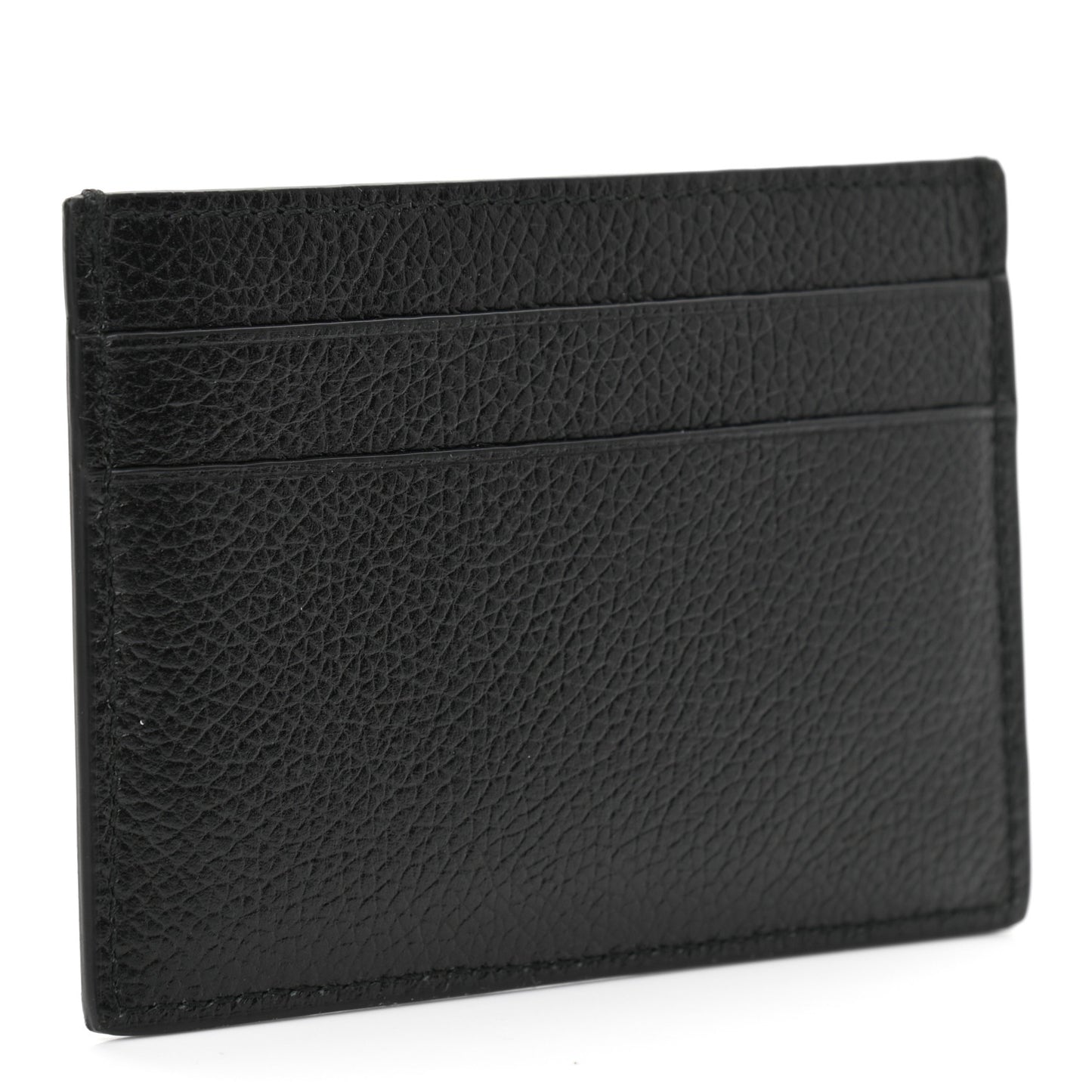 Grained Calfskin Logo Cash Card Holder Black White