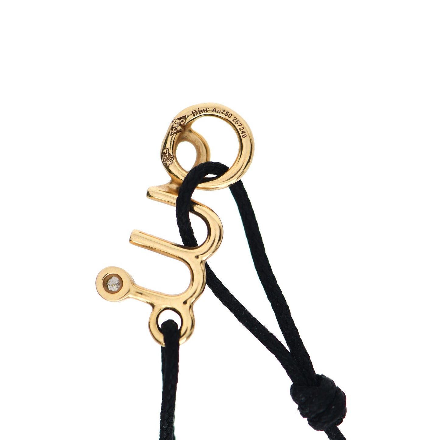 18K Yellow Gold Diamond Oui Cord Bracelet Black