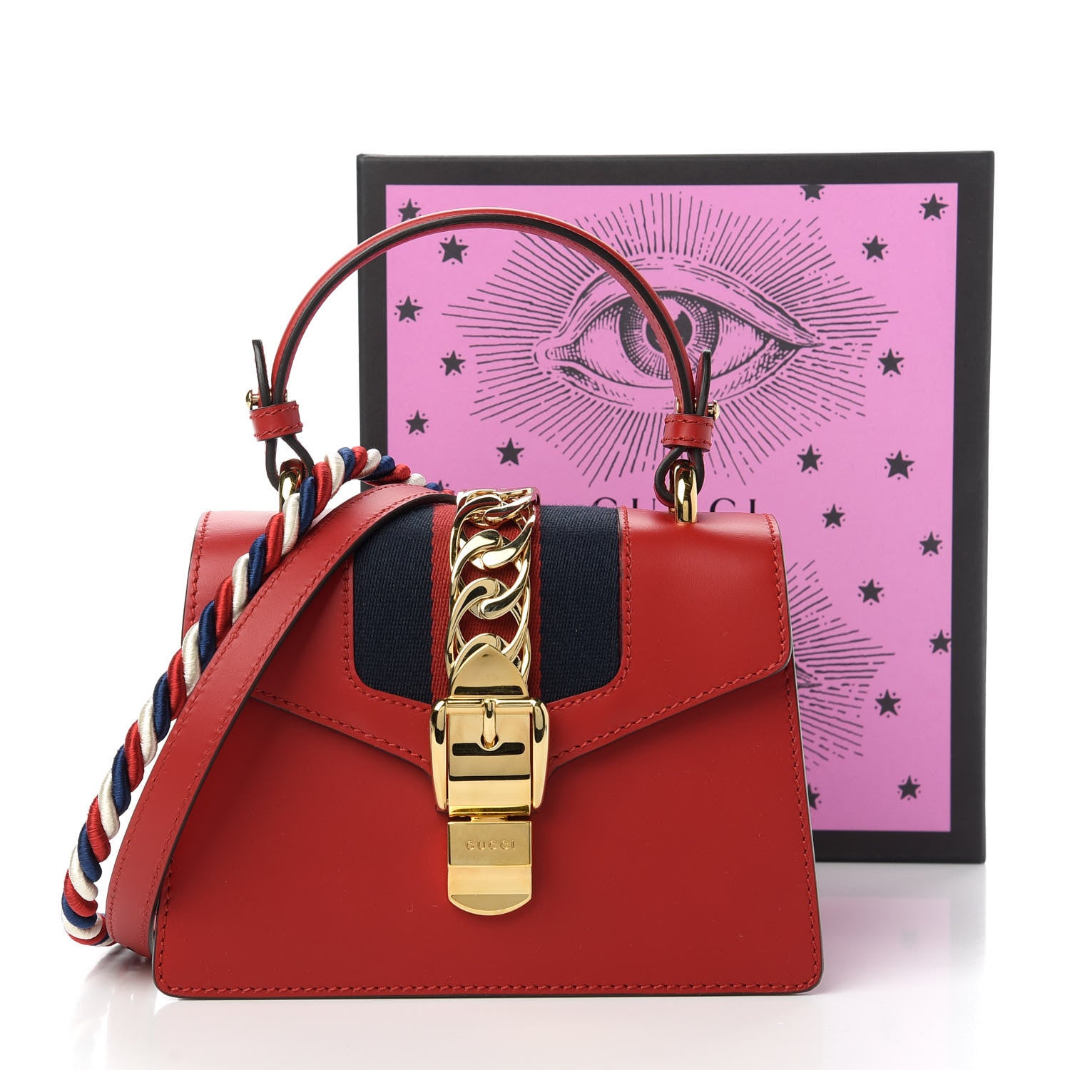 Gucci Calfskin Mini Sylvie Top Handle Bag Hibiscus Red 12 of 12