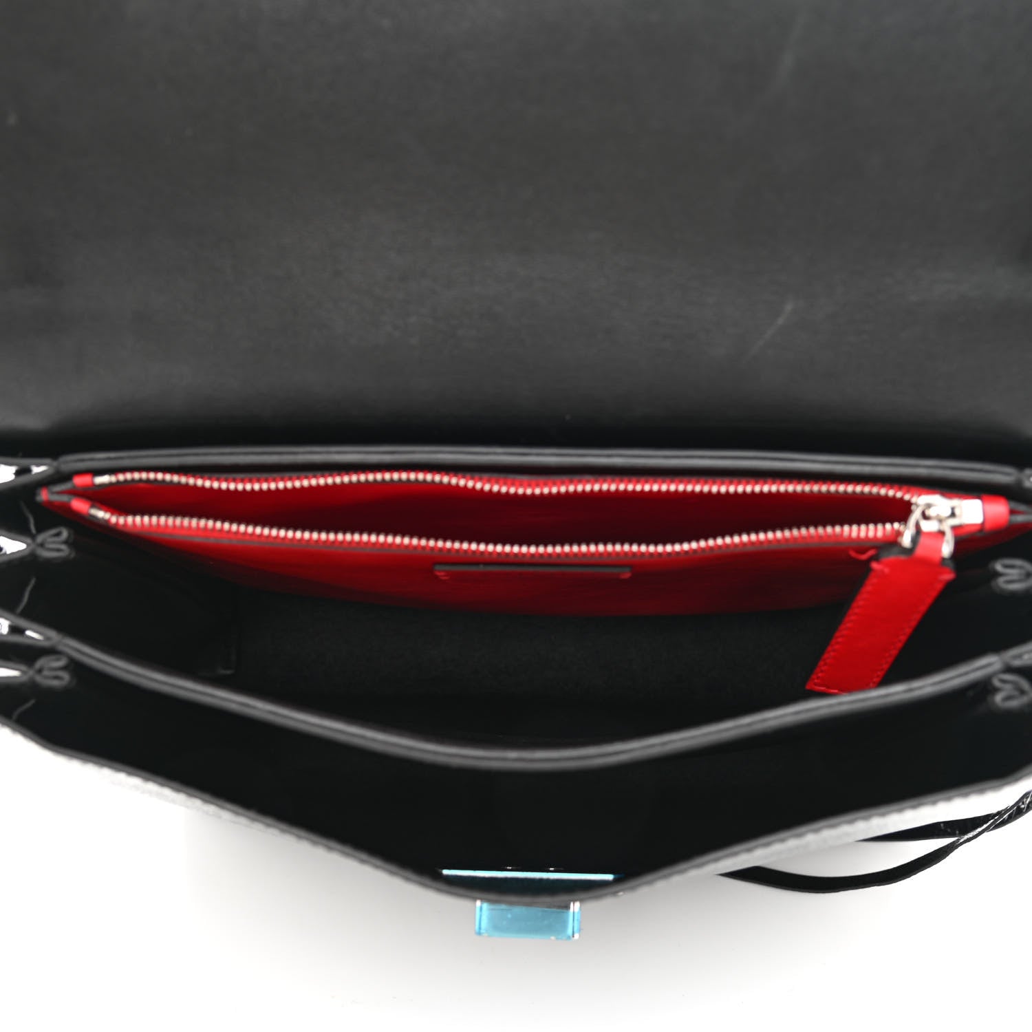 Valentino Garavani Textured Patent Calfskin Medium Vring Shoulder Bag Black 5 of 10