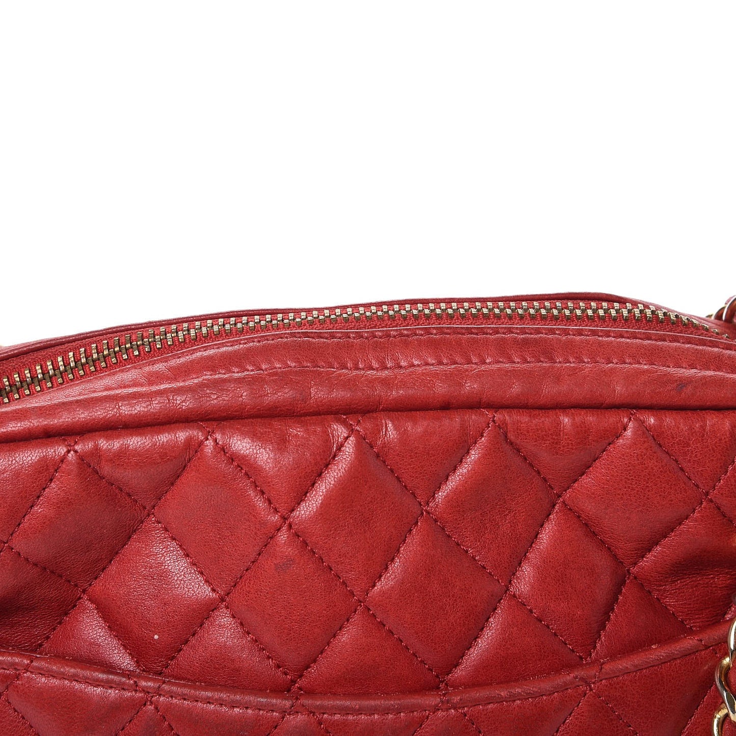 Lambskin Quilted Camera Case Red