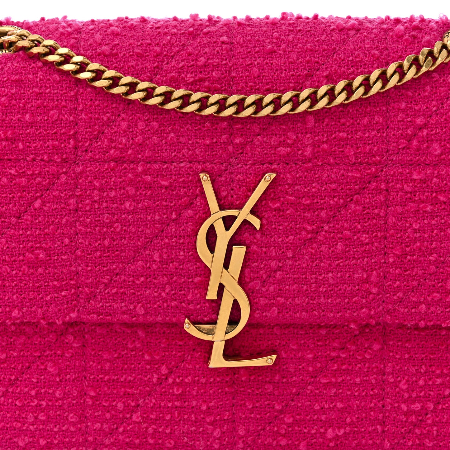 Boucle Tweed Patchwork Monogram Medium Jamie Baguette Magenta
